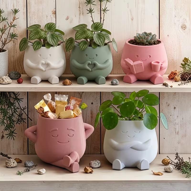 Gardening Tools Cute - Maceta Original con Forma de Cabeza